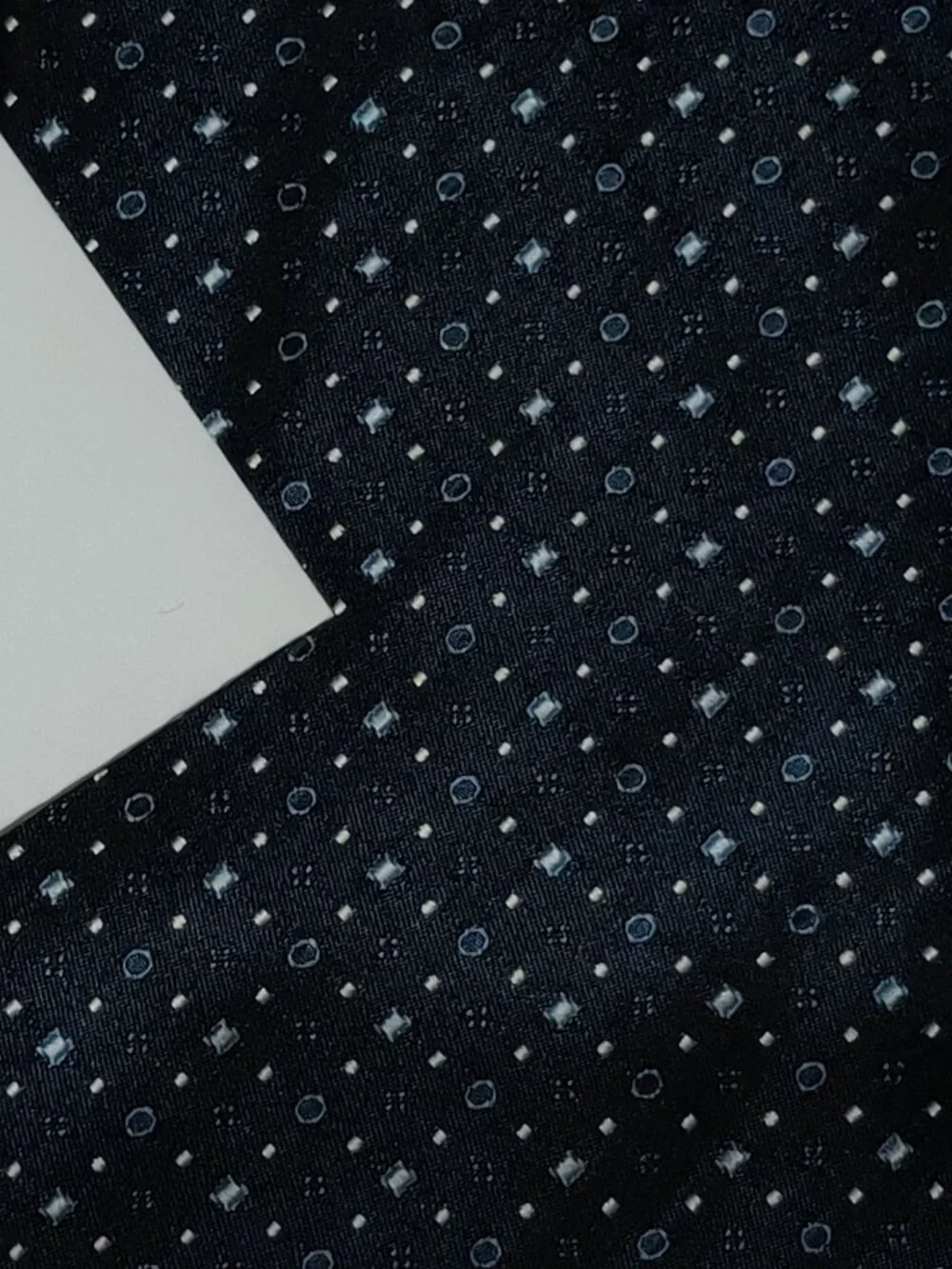 DKNY Necktie Vintage Black Blue White Geometric Pattern Made in USA 1990s Y2K